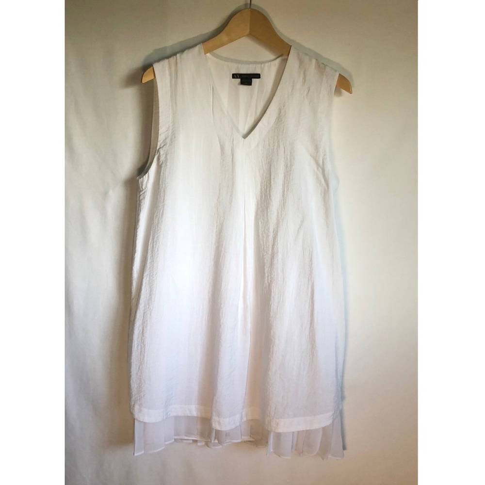 AX Armani Exchange white preppy v-neck shift dress